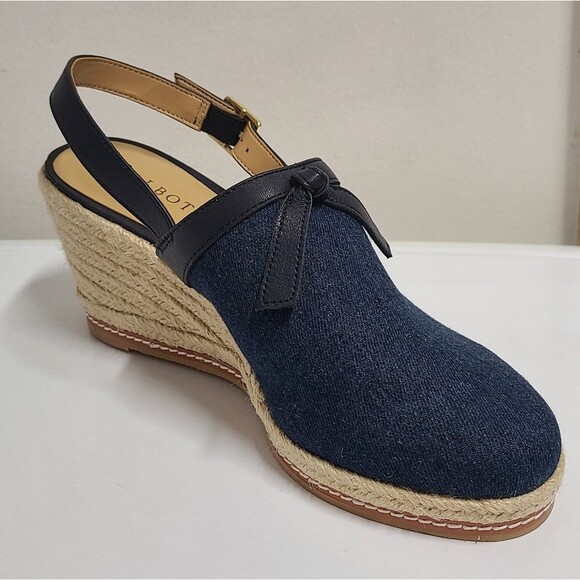 Talbots Saylor Bow Blue Denim Espadrille Wedge Sandals 10½ - Picture 4 of 12